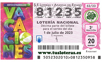 sorteo extraordinario vacaciones julio 2023